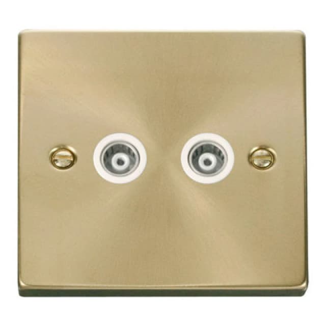SE Home Satin / Brushed Brass Twin Isolated Coaxial Socket Gold unisex