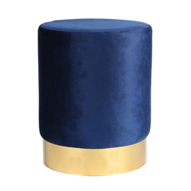 Harbour Housewares Velvet Pouffe - Round Luxe Living Room Bedroom Dressing Table Accent Footstool - 29 X 36Cm - Blue