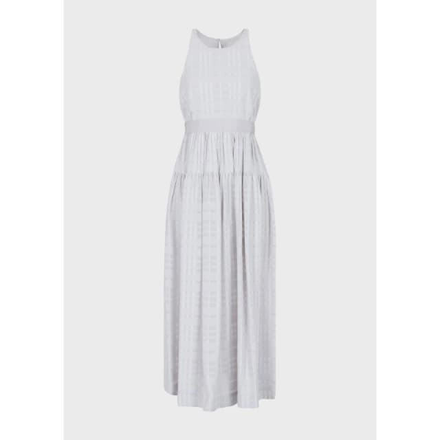 Emporio Armani Sleeveless Checked Midi Dress Grey female 8
