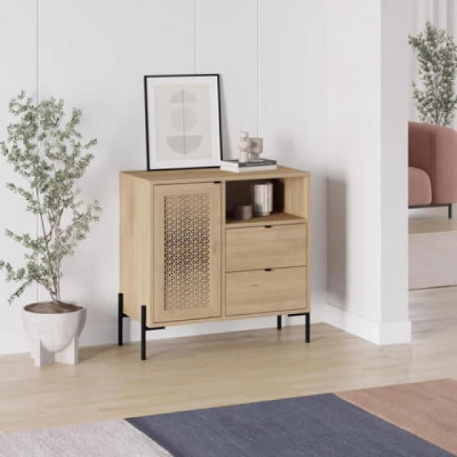 FWStyle FWStyle 1 Door 2 Drawer Sapphire Oak Effect Sideboard Cabinet in Brown Brown One Size Unisex 8683628011966