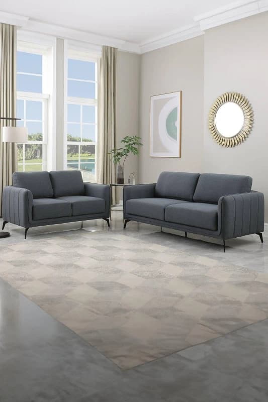 More4Homes Oslo Modern Scandi Style Fabric Living Room 2+3 Seater Sofa Set Dark Grey