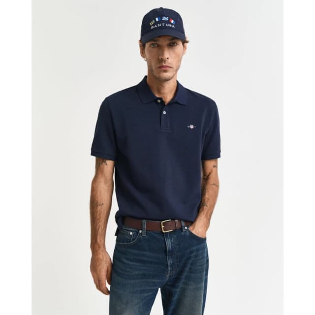 Gant Textured Polo Shirt Evening Blue male S