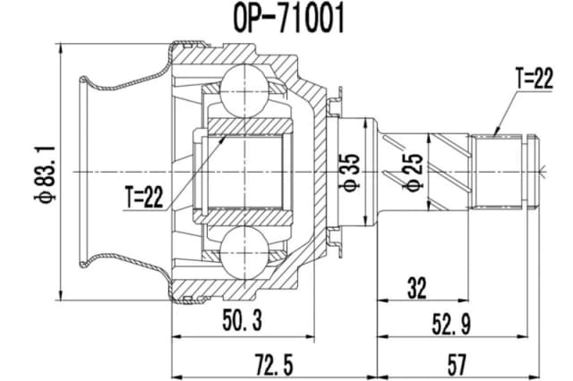PROCARO 77-OP-110 CV Joint Joint Kit,drive shaft (5)