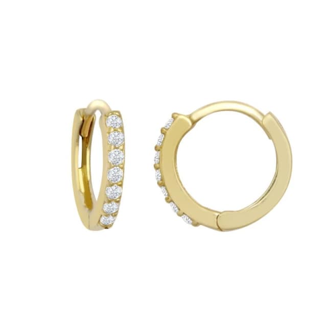 Jewelco London 9ct Gold CZ 7 Stone Eternity Huggie Hoop Earrings, 10mm - JER812 Gold female