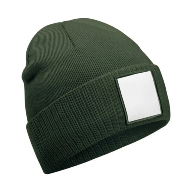 Beechfield Beechfield Men Applique Patch Beanie in Olive Olive One Size Male 5063693968083