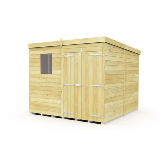 Buttercup Farm 7 x 8 Feet Pent Shed - Double Door W/ Windows - L231 x W214 x H201cm in Brown Brown Unisex