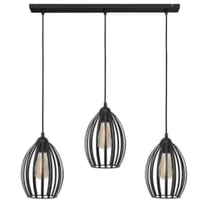 Dali Straight Bar Pendant Ceiling Light Black 70cm