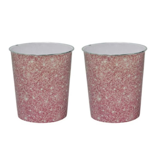 Jvl Small Pink Sparkle Waste Paper Bins, 24.5Cmx26.5Cm, Set Of 2