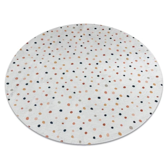 RugsX Bambino 47890 Round Washing Carpet Dots For Children Anti Slip - White / Brown Circle 160 Cm