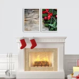 2PBCTNOEL-04 Multicolor Decorative Framed MDF Painting (2 Pieces)