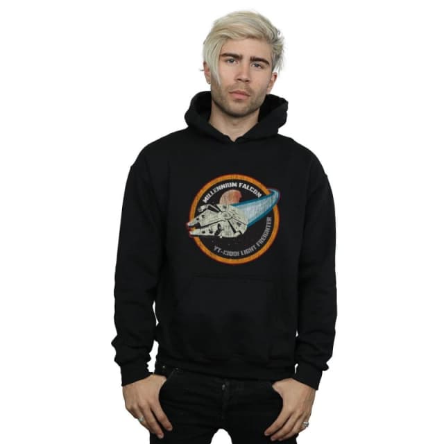 Star Wars Star Wars Men Millennium Falcon Badge Hoodie in Black Size: Small Black S Male 5059114715336