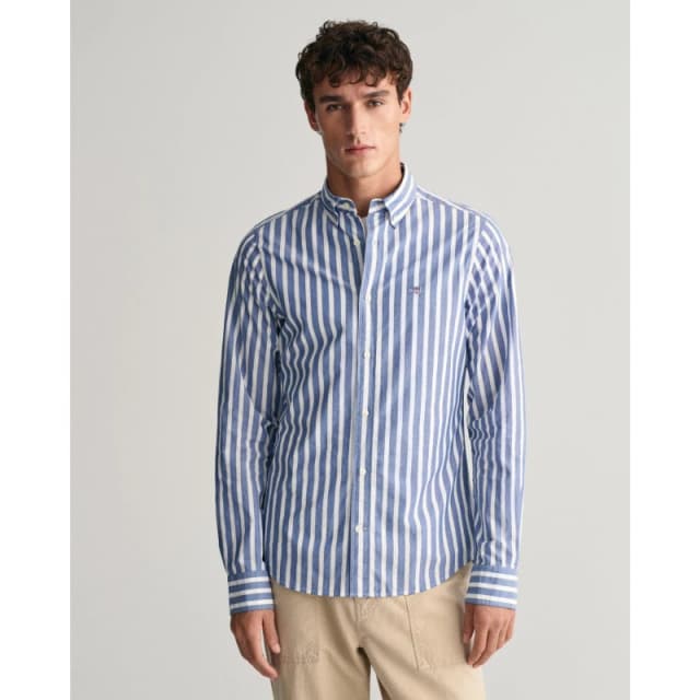 Gant REG WIDE POPLIN STRIPE SHIRT COLLEG - Blue Blue S