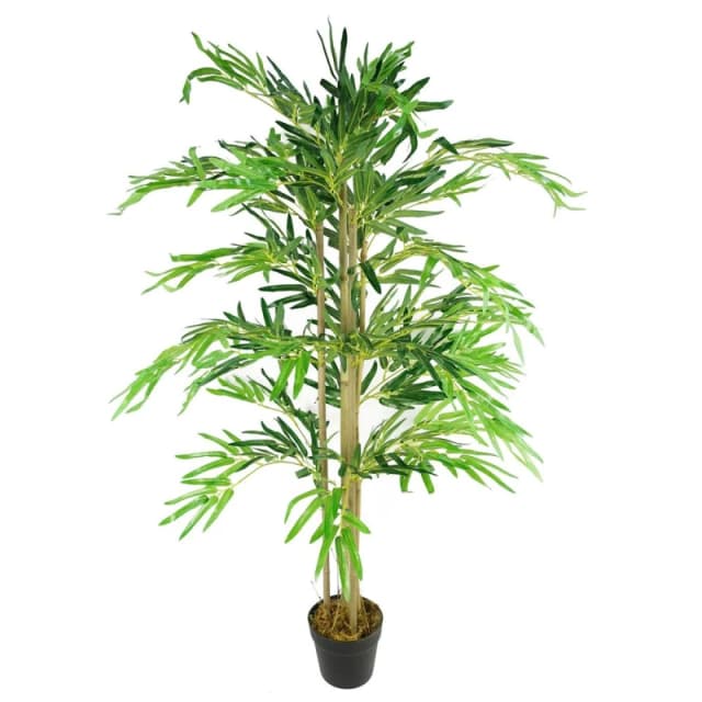 Leaf Design 120cm (4ft) Artificial Bamboo Plants Trees (Natural Green)
