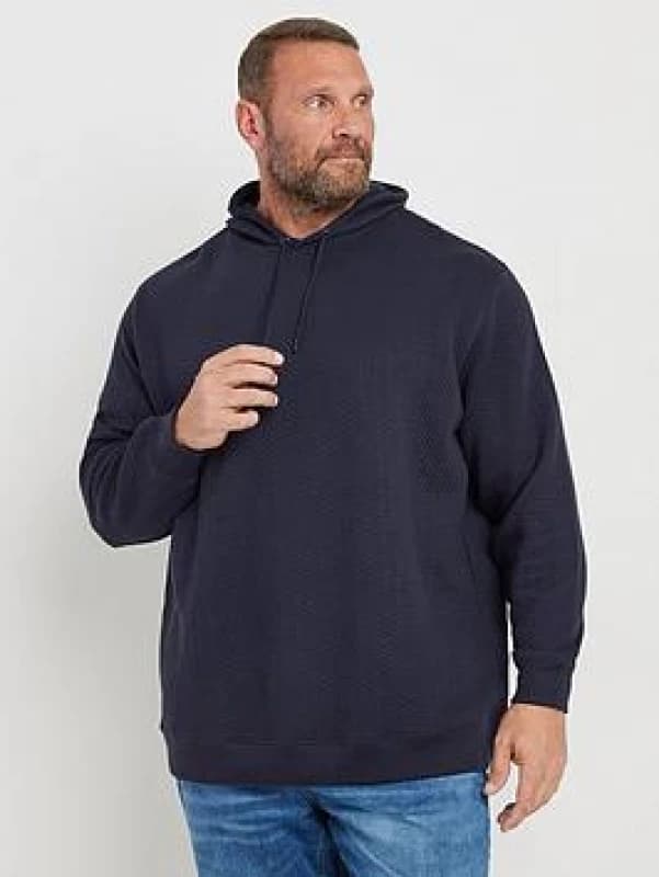 BadRhino BadRhino Men Chevron Quilted Hoodie in Dark Navy Size: X-Large Dark Navy 1XL Male 5063111743582