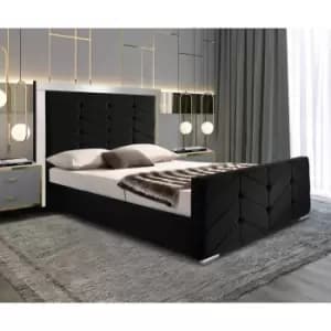 Marisa Upholstered Beds - Plush Velvet, King Size Frame, Black - Black