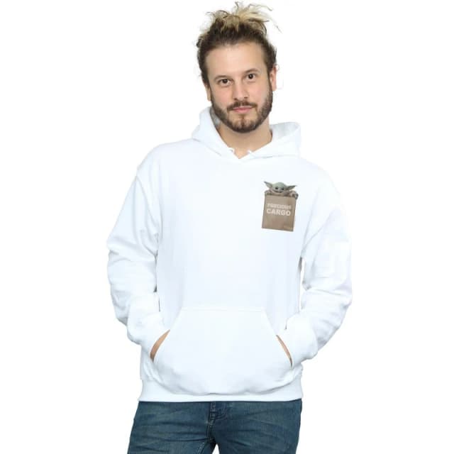 Star Wars Star Wars Men The Mandalorian Precious Cargo Faux Pocket Hoodie in White Size: Small White S Male 5059400597431