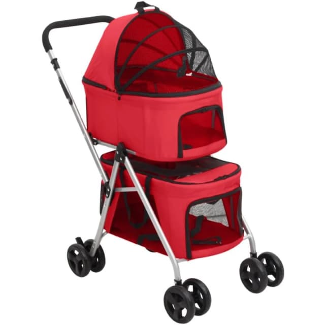 VIDAXL Vidaxl - 2-Layers Folding Dog Stroller Red 83x48x97cm Oxford Fabric 8720845735289
