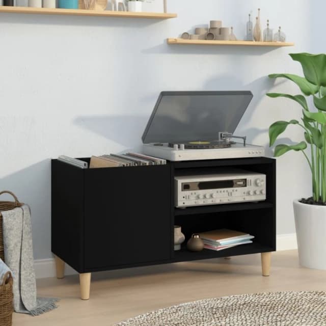VIDAXL Record Cabinet Black 84.5x38x48cm Engineered Wood Vidaxl 8720845878481