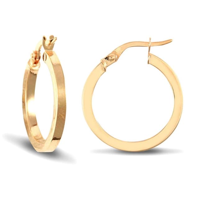 Jewelco London 9ct Gold Square Tube 2mm Hoop Earrings 20mm - JER673B Gold female