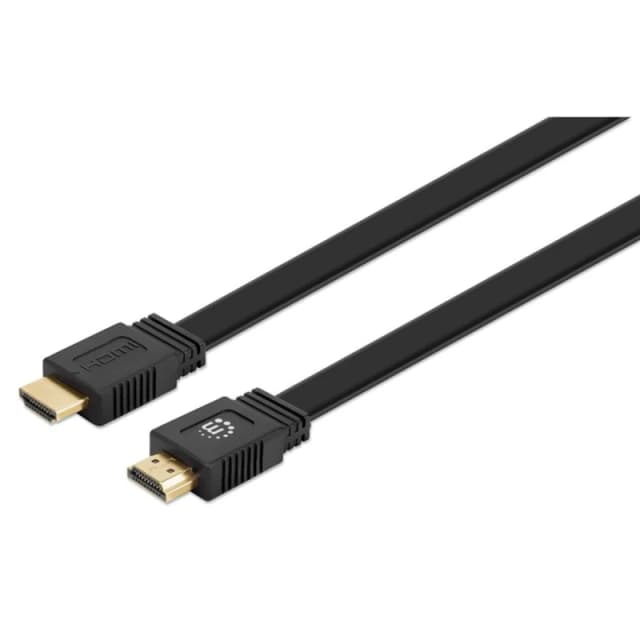 Manhattan Manhattan HDMI Cable HDMI-A plug, HDMI-A plug 0.50 m Black 355599 4K UHD, double shielding, ribbon, Flat HDMI cable 355599