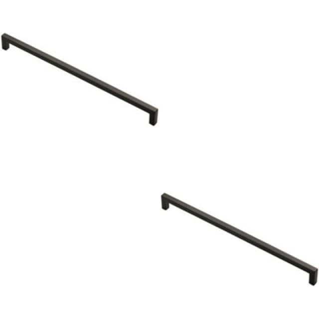 Loops 2x Square Block Handle Pull Handle 330 x 10mm 320mm Fixing Centres Matt Black unisex