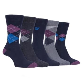 Farah 5 Pack Cotton Socks - Blue