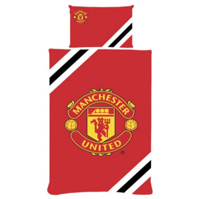 Manchester United Fc Core Stripe Duvet Cover Set Red/yellow/black (Single)