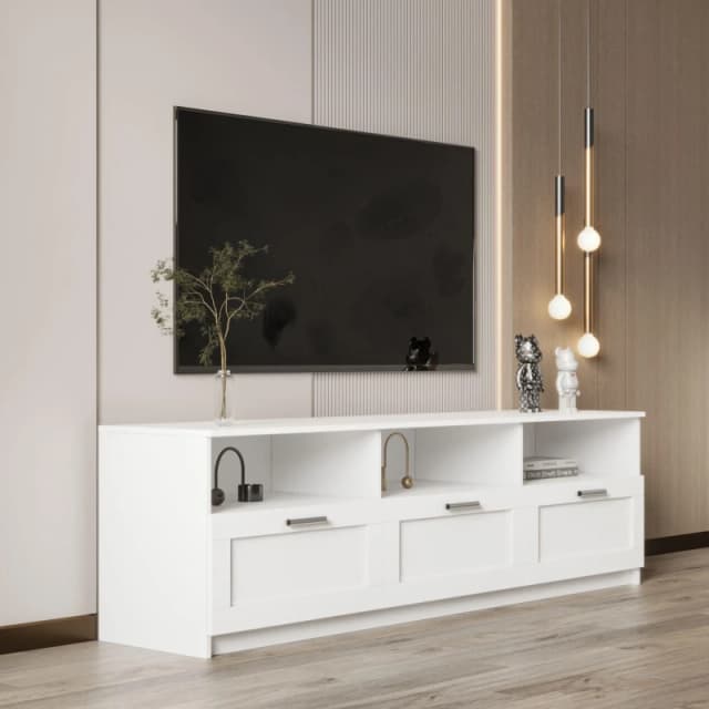Home Source TV Floor Stand with 3 Drawers White