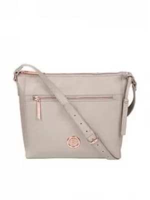 Pure Luxuries London Grey 'Byrne' Leather Cross Body Bag