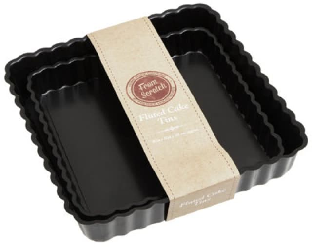 Premier Housewares Interiors By Premier Non Stick Coated Set Of Two Fluted Cake Tins, Versatile Large Tins For Cake Baking, Fluted Design Baking Tin