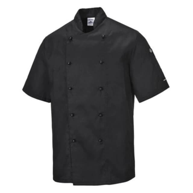 Portwest Kent Mens Chefs Short Sleeve Jacket C734BKR4XL Colour: Black