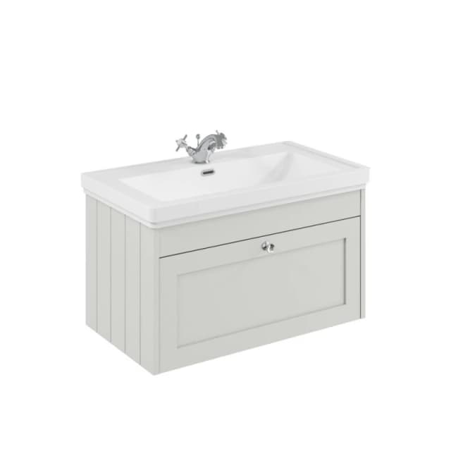 Balterley 800mm Wall Hung 1 Drawer Unit & Classic Basin 1 Tap Hole - Satin White White Unisex
