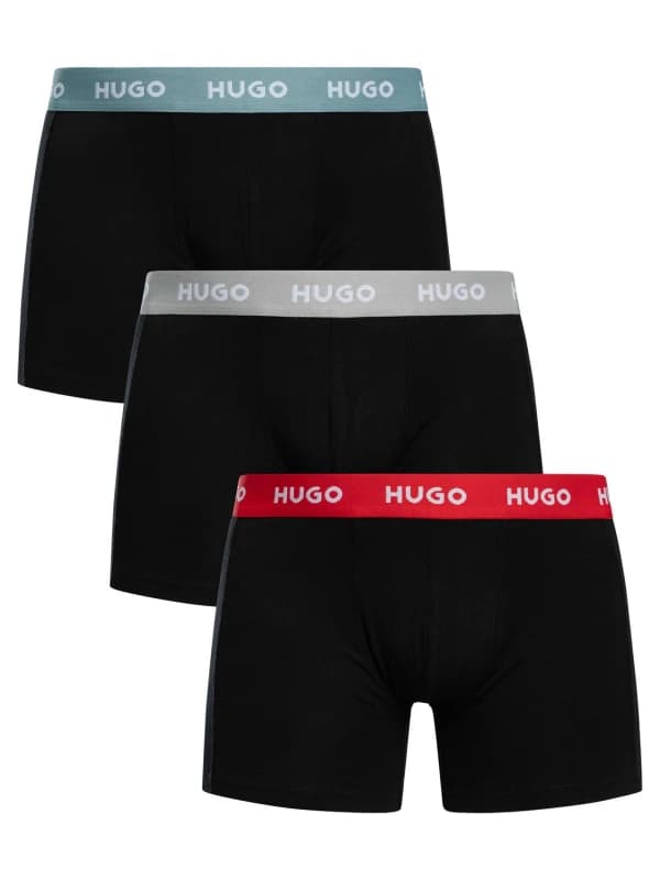 HUGO 3 Pack Boxer Briefs Black (Red/Grey/Green) XXL