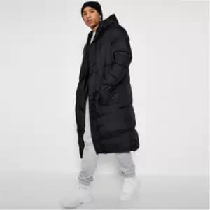 I Saw It First Mens Longline Hooded Puffer Jacket - Black