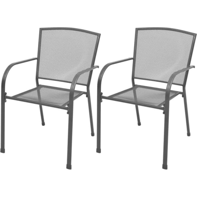 vidaXL 2x Outdoor Stacking Dining Chairs Steel Mesh Garden Furniture Seat