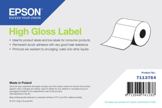Epson 7113764 High Gloss White Continuous Label Roll 203mm x 60m (Original)
