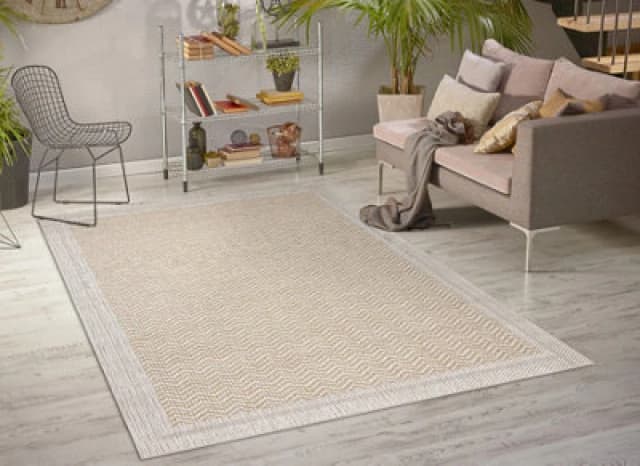 RugsX Carpet Origi 3739 Cream / Beige - Frame, Herringbone Flat-Woven Sisal String 58X100 Cm