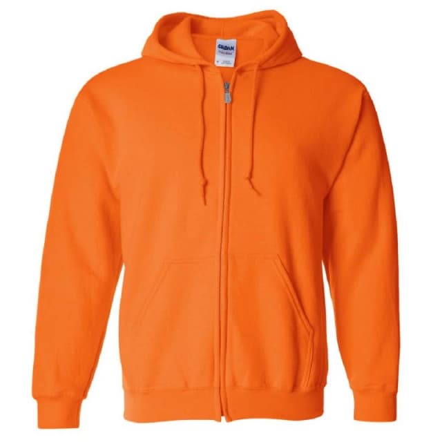 Gildan Heavy Blend Full Zip Hooded Sweatshirt Top in Orange Size: 3XL Orange Unisex 3XL