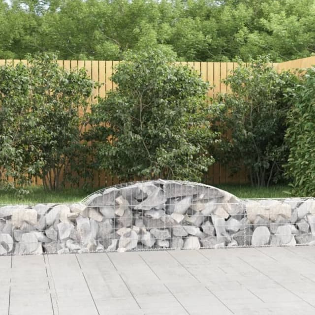 vidaXL Arched Gabion Baskets 9 pcs 300x30x40/60cm Galvanised Iron, Silver 3146474
