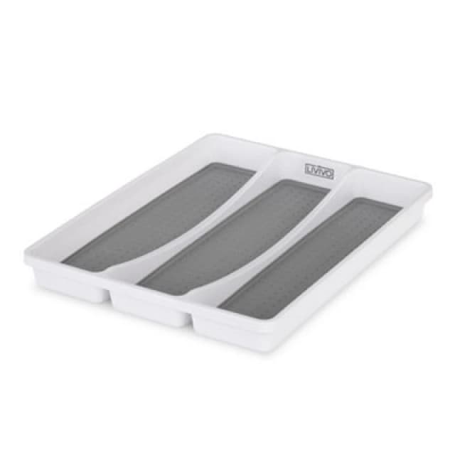 LIVIVO 3-Compartment Cutlery Tray White