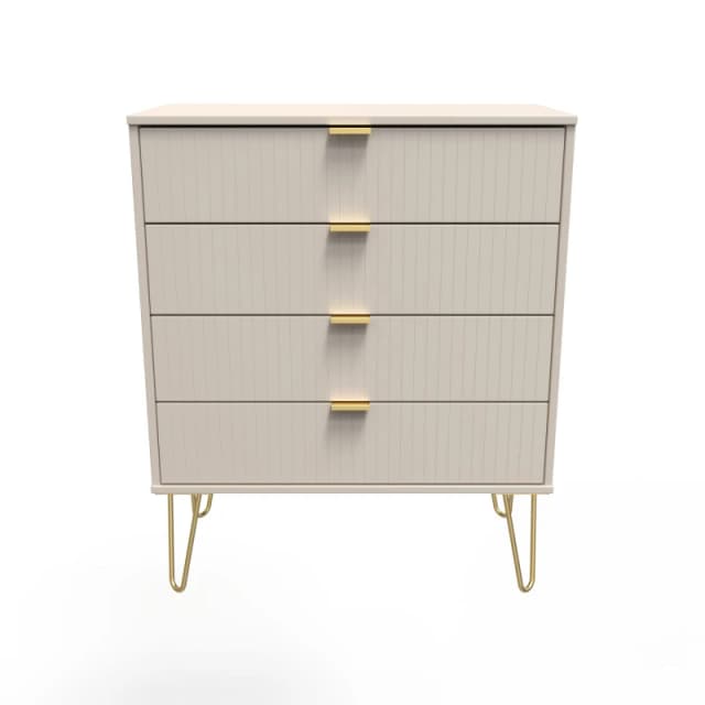 Welcome Furniture Ready Assembled Linear 4 Drawer Chest In Kashmir Matt, Cream LIF011KMK
