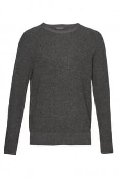 Mens French Connection Winter Cotton Rib Knit Jumper Black Grey