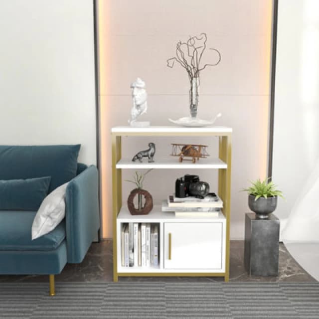 Decorotika Letos Bookcase Shelving Unit White & Gold