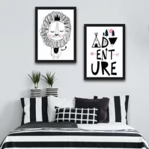 Adventure Set Multicolor Decorative Framed Painting (2 Pieces)