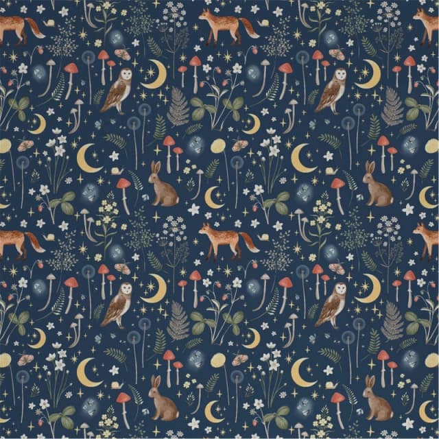Catherine Lansfield Enchanted Twilight Animals Wallpaper Navy Blue unisex One Size