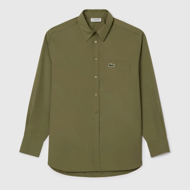 Lacoste Oversized Poplin Shirt Khaki female 12