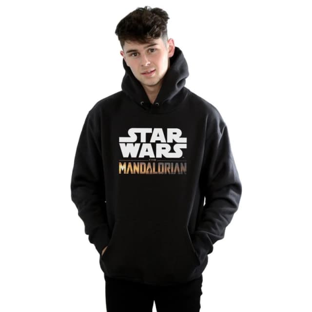 Star Wars Star Wars Men The Mandalorian Logo Hoodie in Black Size: Small Black S Male 5059400129397