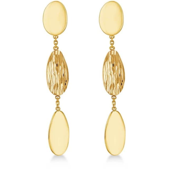 Be You 9ct Gold Polished and Satin Stud Drop Earrings Yellow Gold female One Size