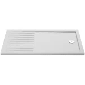 White 1400mm x 900mm Slip Resistant Walk In Shower Tray with Centre Edge Waste - NSR1490 - European White - Hudson Reed