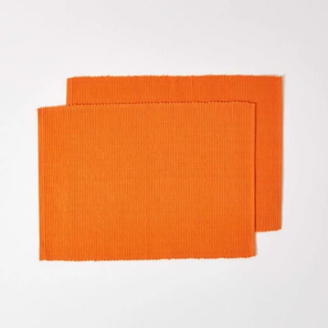 Homescapes Cotton Plain Pack of 2 Placemats Orange